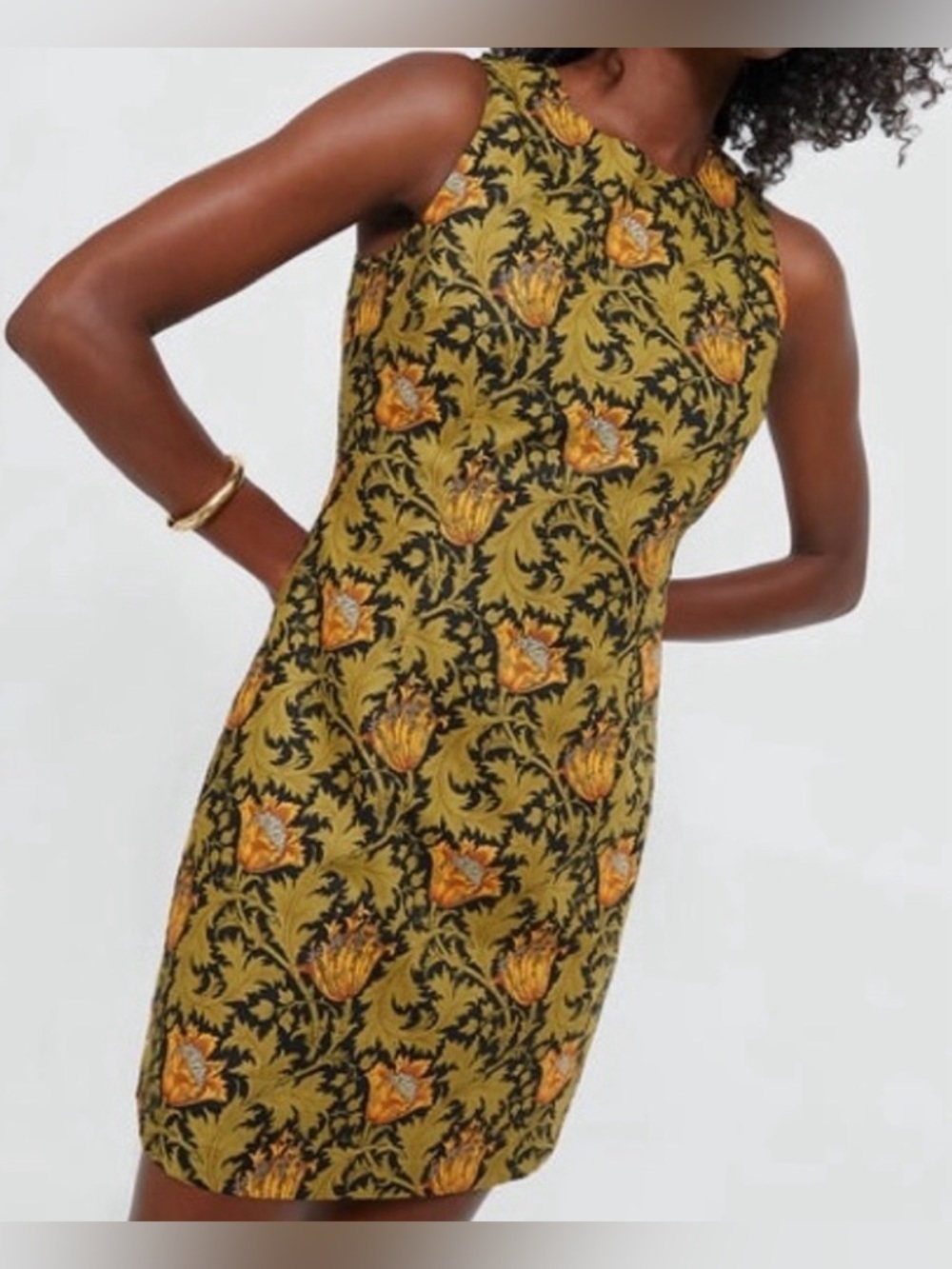 Hyacinth House Olive Leafy Floral Lennon Mini Dress XXL Botanical Fall Classic
